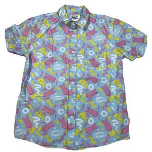 Tipsy‎ Elves PEEPS Sugar Me Squiggled Easter Bunny Button Up Men's Size Medium